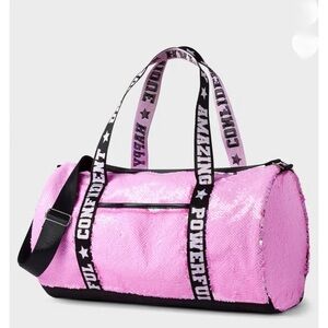 Girls Sequin Sport Duffle Bag - Pink